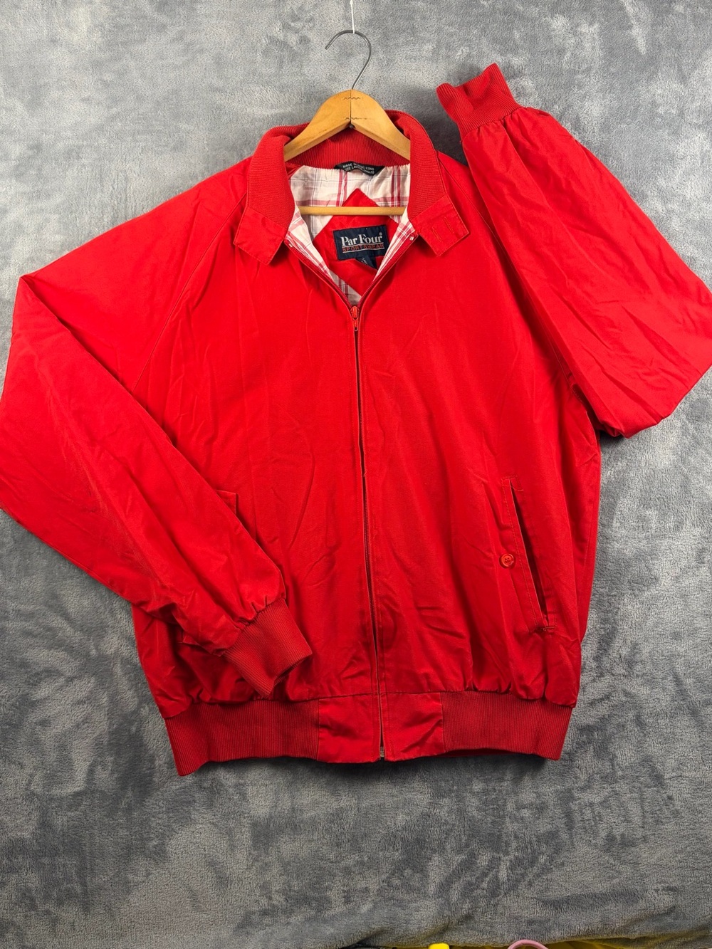 Par Four Men's Red Zip Bomber Jacket